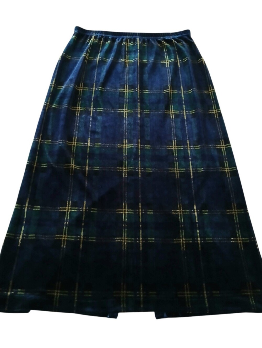 COLDWATWR CREEK Tartan Plaid Velour Velvet Maxi Skirt L Dark Academia Equestrian